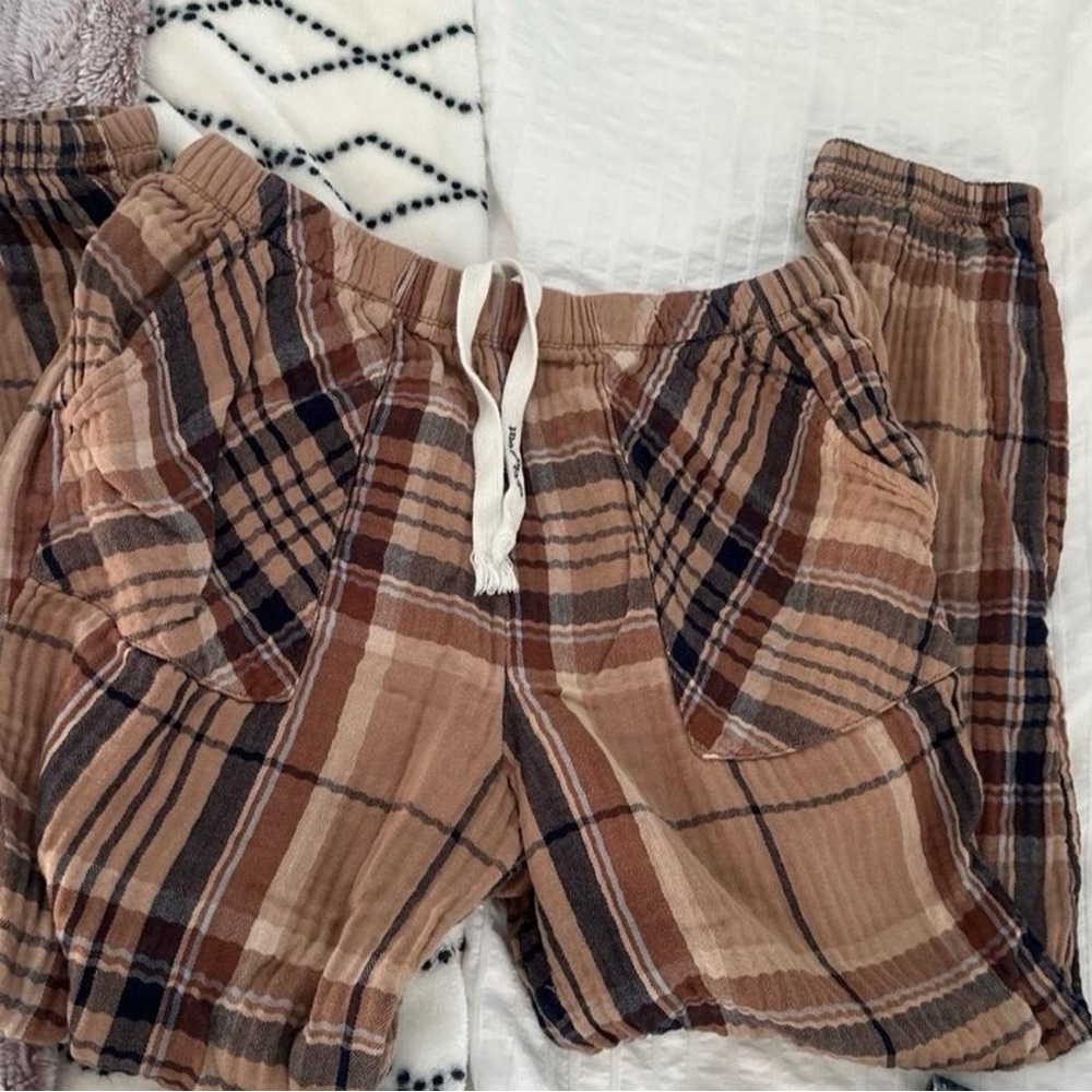 Aerie Plaid Pajama Shorts - Brown and Cream